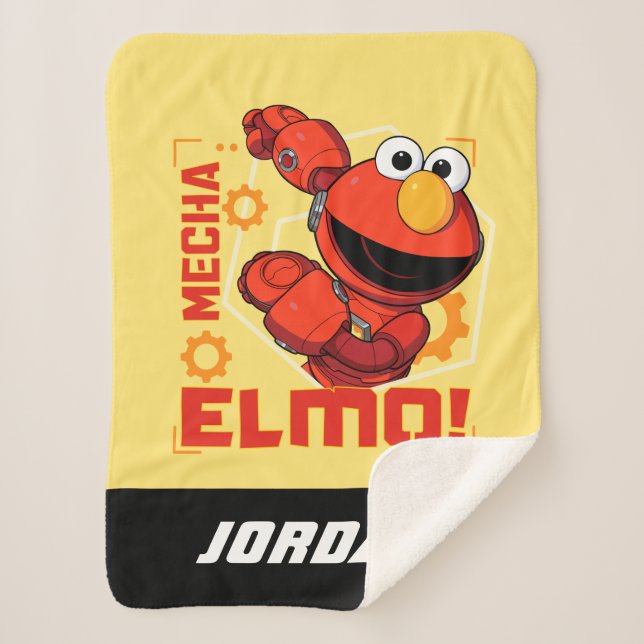 Sesame Street | Mecha Builders Elmo | Add Name Sherpa Blanket (Front)
