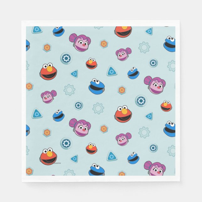 Sesame Street | Mecha Builders Faces Pattern Napkin (Front)