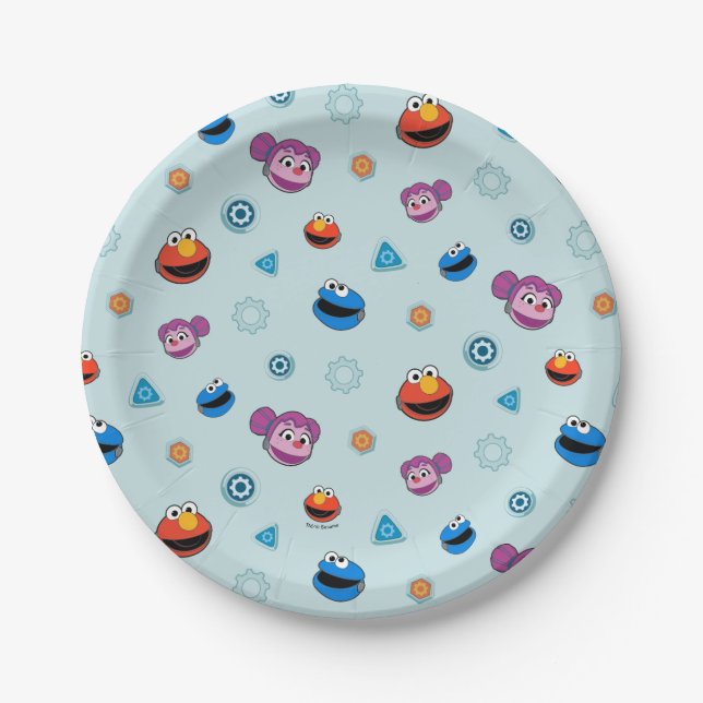 Sesame Street | Mecha Builders Faces Pattern Paper Plate (Front)