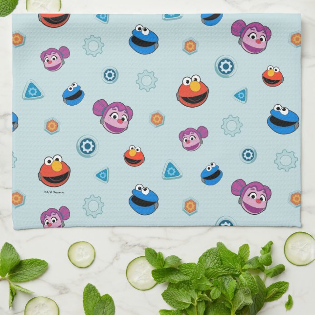Sesame Street | Mecha Builders Faces Pattern Tea Towel (Folded)