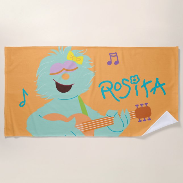 Sesame Street | Ms Rosita Playing Guitar Beach Towel (Front)