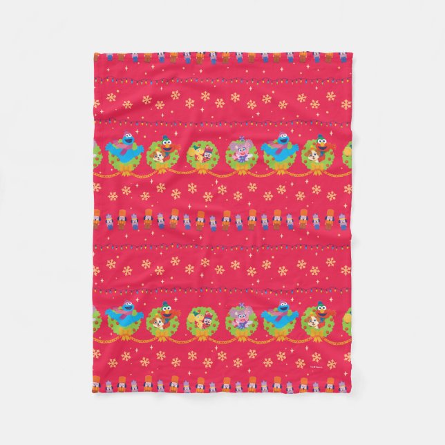 Sesame Street Nutcracker Holiday Pattern Fleece Blanket (Front)