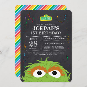 Sesame Street Oscar Birthday Chalkboard Invitation