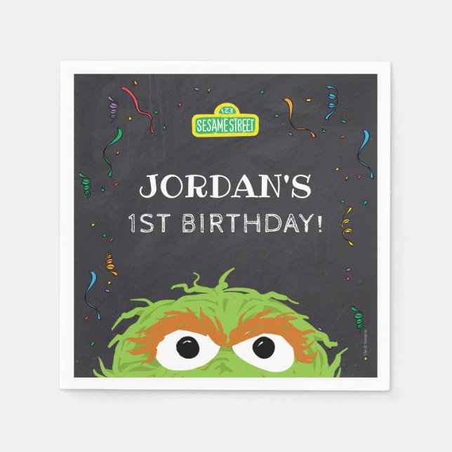 Sesame Street | Oscar Birthday Chalkboard Napkin (Front)