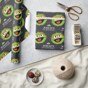 Sesame Street Oscar Birthday Chalkboard Wrapping Paper