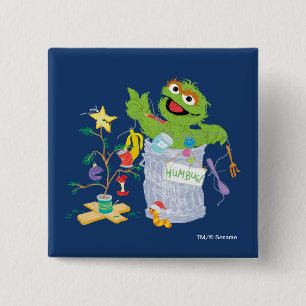 Sesame Street Oscar - Christmas Tree 15 Cm Square Badge