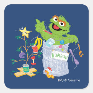 Sesame Street Oscar - Christmas Tree Square Sticker