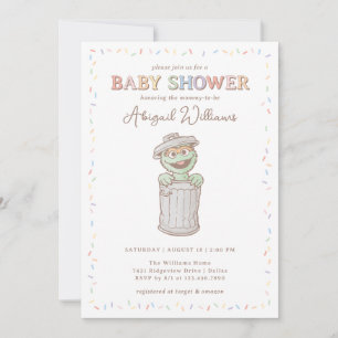 Sesame Street Oscar Confetti Baby Shower Invitation