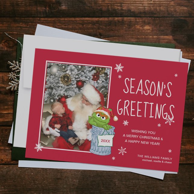 Sesame Street | Oscar Season's Greetings - Photo Holiday Card (Card on table)