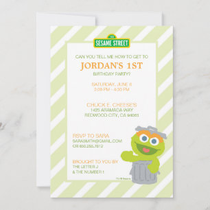 Sesame Street Oscar the Grouch Baby Birthday Invitation