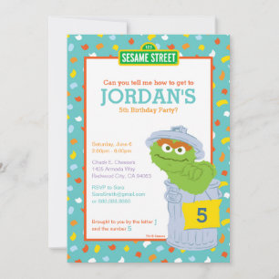 Sesame Street Oscar the Grouch Confetti Birthday Invitation