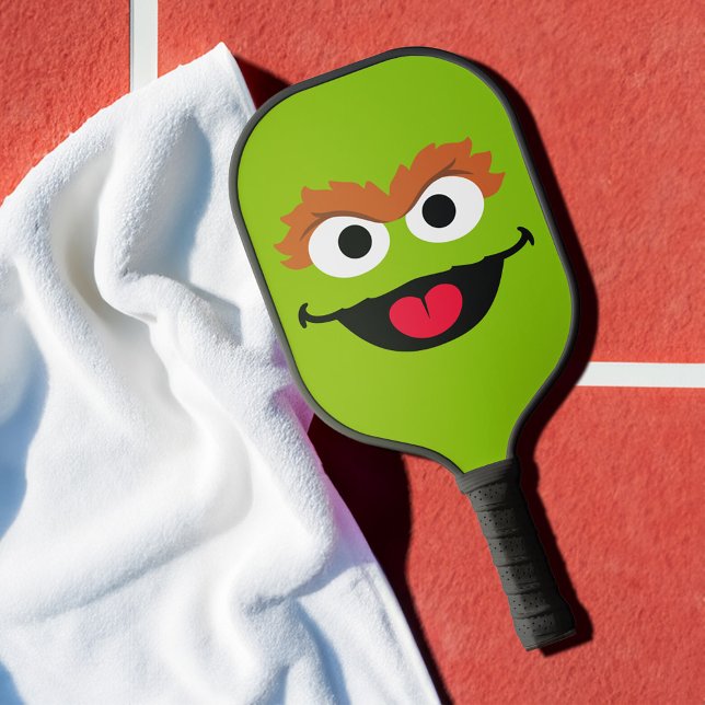 Sesame Street Oscar the Grouch Face Pickleball Paddle (Pickleball paddle on court)