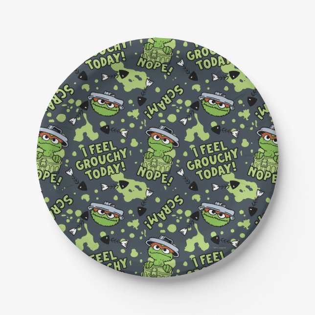 Sesame Street | Oscar the Grouch Phrase Pattern Paper Plate (Front)