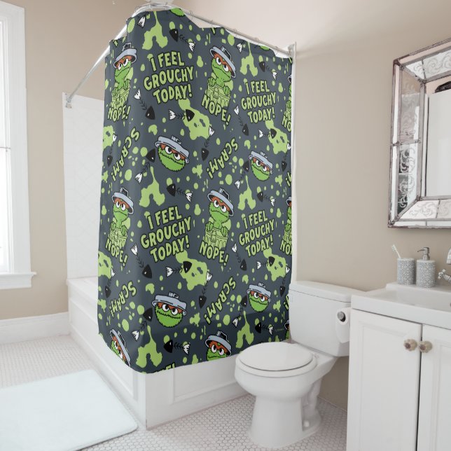 Sesame Street | Oscar the Grouch Phrase Pattern Shower Curtain (In Situ)