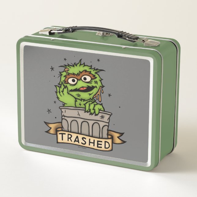 Sesame Street | Oscar the Grouch Trashed Metal Lunch Box (Back)