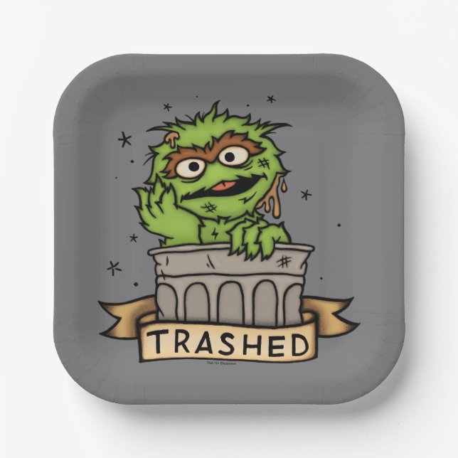 Sesame Street | Oscar the Grouch Trashed Paper Plate (Front)