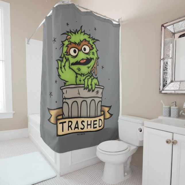 Sesame Street | Oscar the Grouch Trashed Shower Curtain (In Situ)