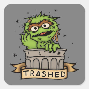 Sesame Street Oscar the Grouch Trashed Square Sticker