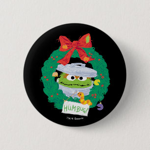 Sesame Street Oscar the Grouch Wreath 6 Cm Round Badge
