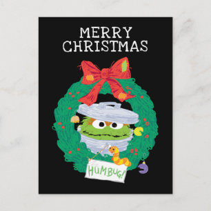 Sesame Street Oscar the Grouch Wreath Postcard