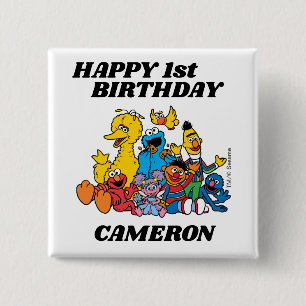 Sesame Street Pals 1st Birthday  15 Cm Square Badge