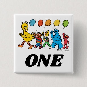 Sesame Street Pals 1st Birthday Balloons 15 Cm Square Badge