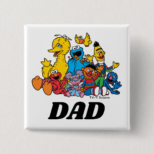 Sesame Street Pals 1st Birthday Dad 15 Cm Square Badge