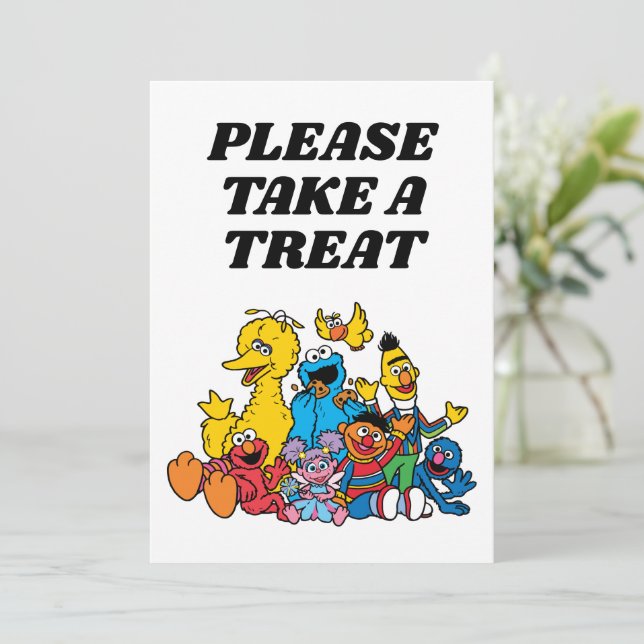 Sesame Street Pals 1st Birthday Take A Treat Invitation (Standing Front)