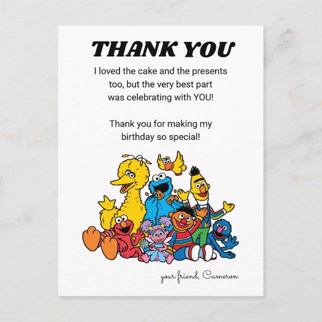 Sesame Street Pals 1st Birthday - Thank You Postcard (Front)