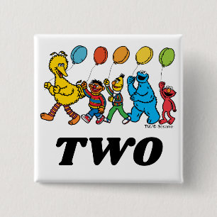 Sesame Street Pals 2nd Birthday Balloons 15 Cm Square Badge
