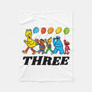 Sesame Street Pals 3rd Birthday Balloons Toddler  Fleece Blanket