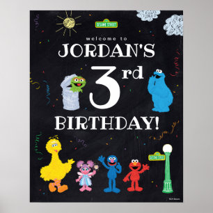 Sesame Street Pals 3rd Birthday Welcome Poster