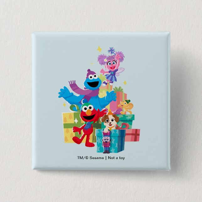 Sesame Street Pals and Presents 15 Cm Square Badge (Front)