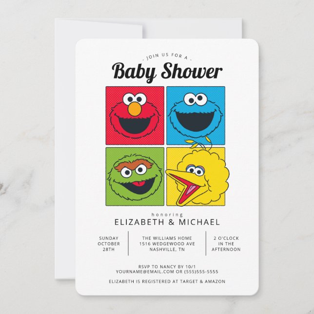 Sesame Street Pals Baby Shower Invitation (Front)