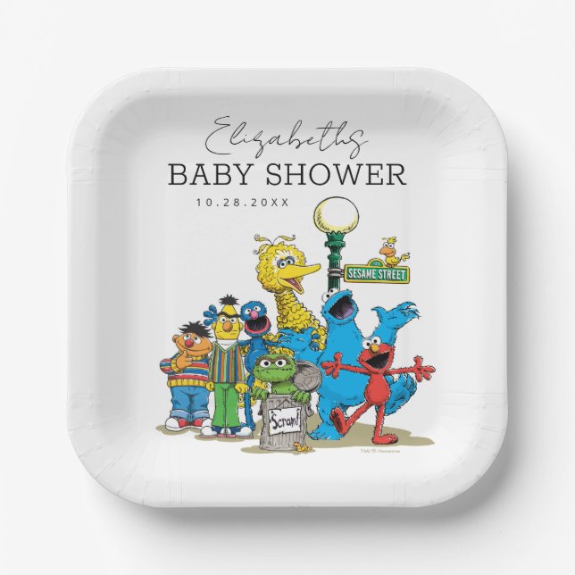 Sesame Street Pals Baby Shower Paper Plate (Front)