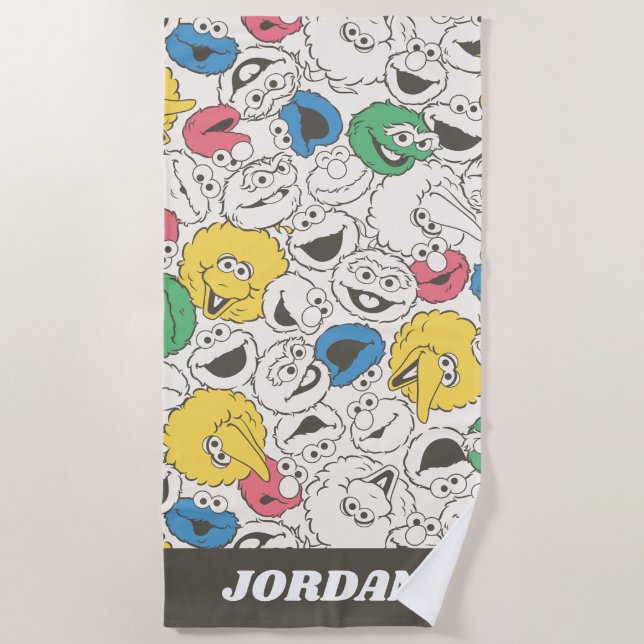 Sesame Street Pals | Big Head | Add Your Name Beach Towel (Front)