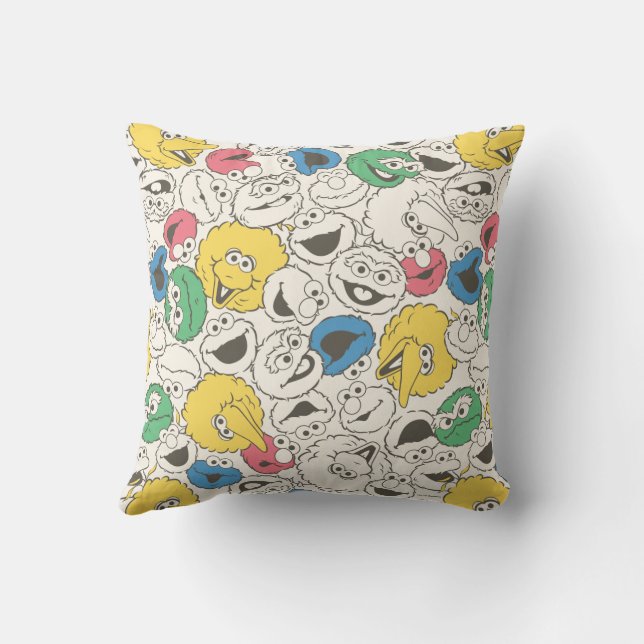 Sesame Street Pals | Big Head Vintage Pattern Cushion (Back)