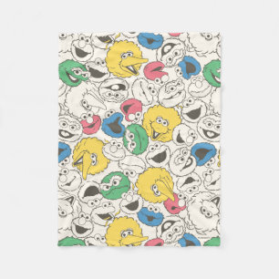 Sesame Street Pals Big Head Vintage Pattern Fleece Blanket