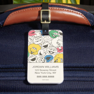 Sesame Street Pals   Big Head Vintage Pattern Luggage Tag
