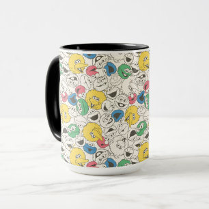 Sesame Street Pals   Big Head Vintage Pattern Mug