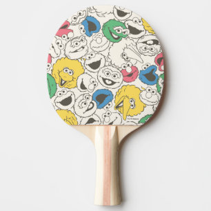 Sesame Street Pals Big Head Vintage Pattern Ping Pong Paddle