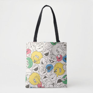 Sesame Street Pals   Big Head Vintage Pattern Tote Bag