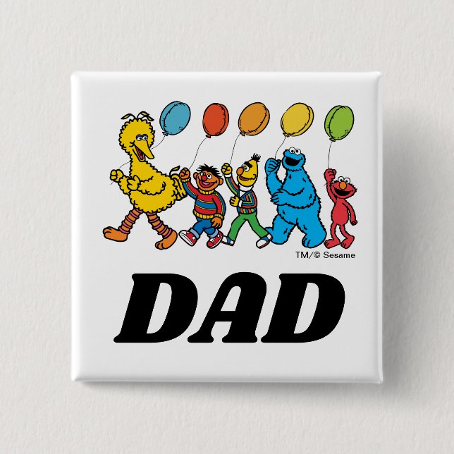 Sesame Street Pals | Birthday Balloons - Dad 15 Cm Square Badge (Front)