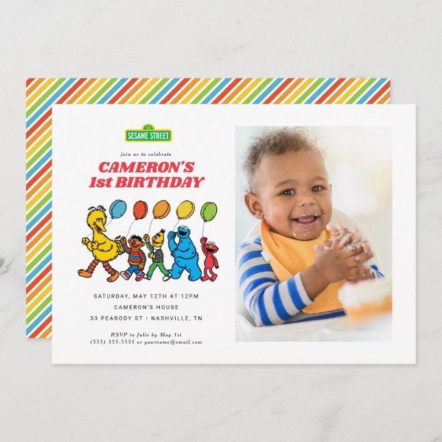 Sesame Street Pals | Birthday Balloons Invitation (Front/Back)
