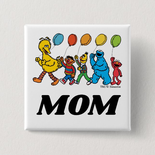 Sesame Street Pals | Birthday Balloons - Mum 15 Cm Square Badge (Front)