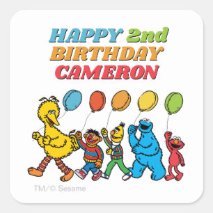 Sesame Street Pals Birthday Balloons Square Sticker