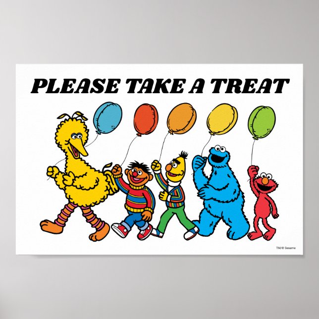 Sesame Street Pals Birthday Balloons Take A Treat Poster (Front)