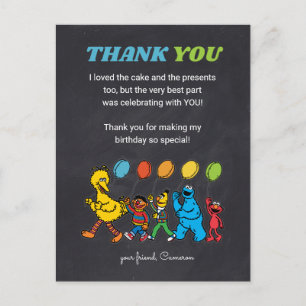 Sesame Street Pals Birthday Balloons - Thank You Postcard