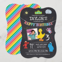 Sesame Street Pals Chalkboard Photo 3rd Birthday