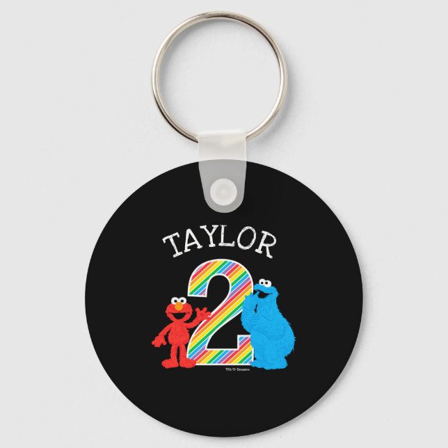 Sesame Street Pals Chalkboard Rainbow 2nd Birthday Key Ring (Front)